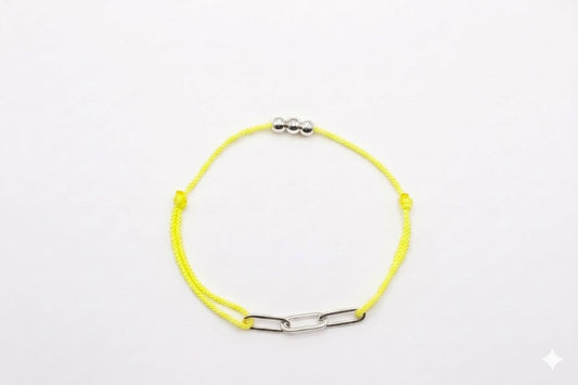 Bracelets cordon femme jaune argenté