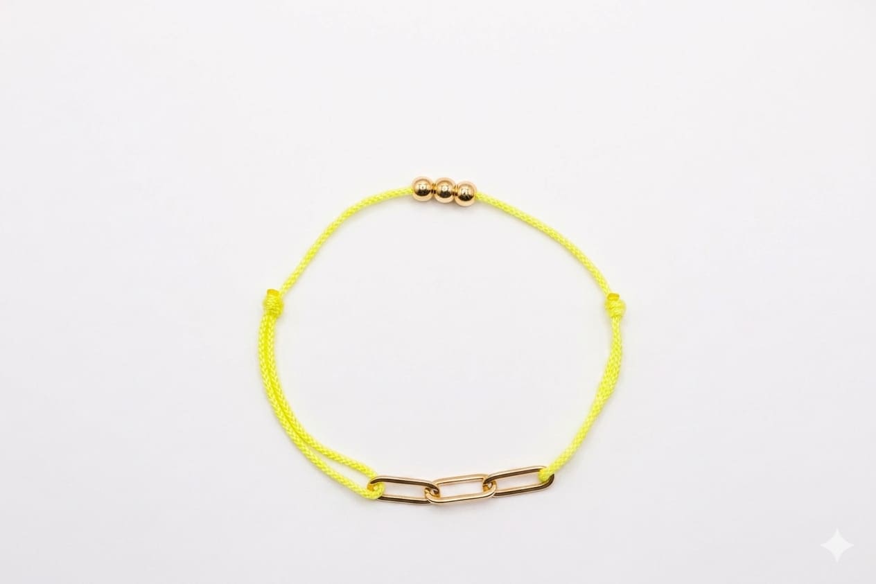 Bracelet cordon femme jaune doré