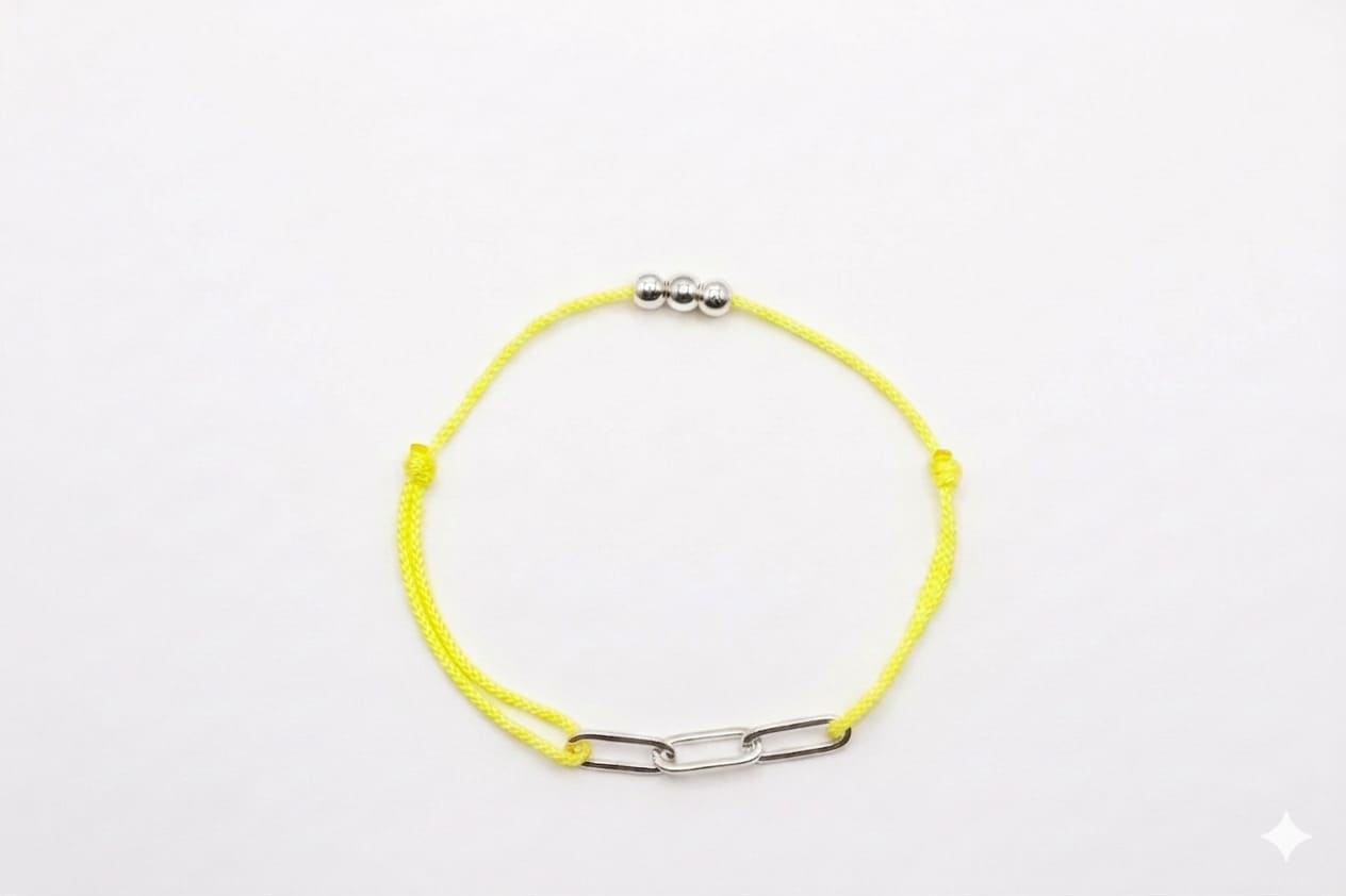 Bracelets cordon femme jaune argenté