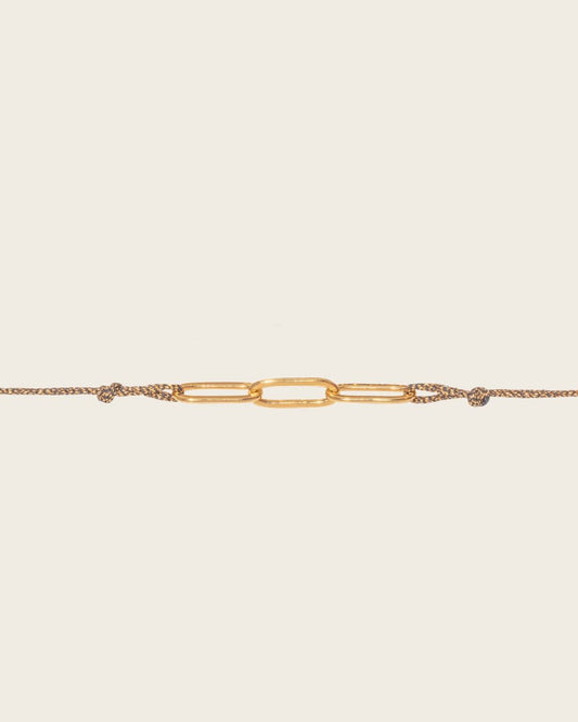 bracelet cordon marron doré femme 
