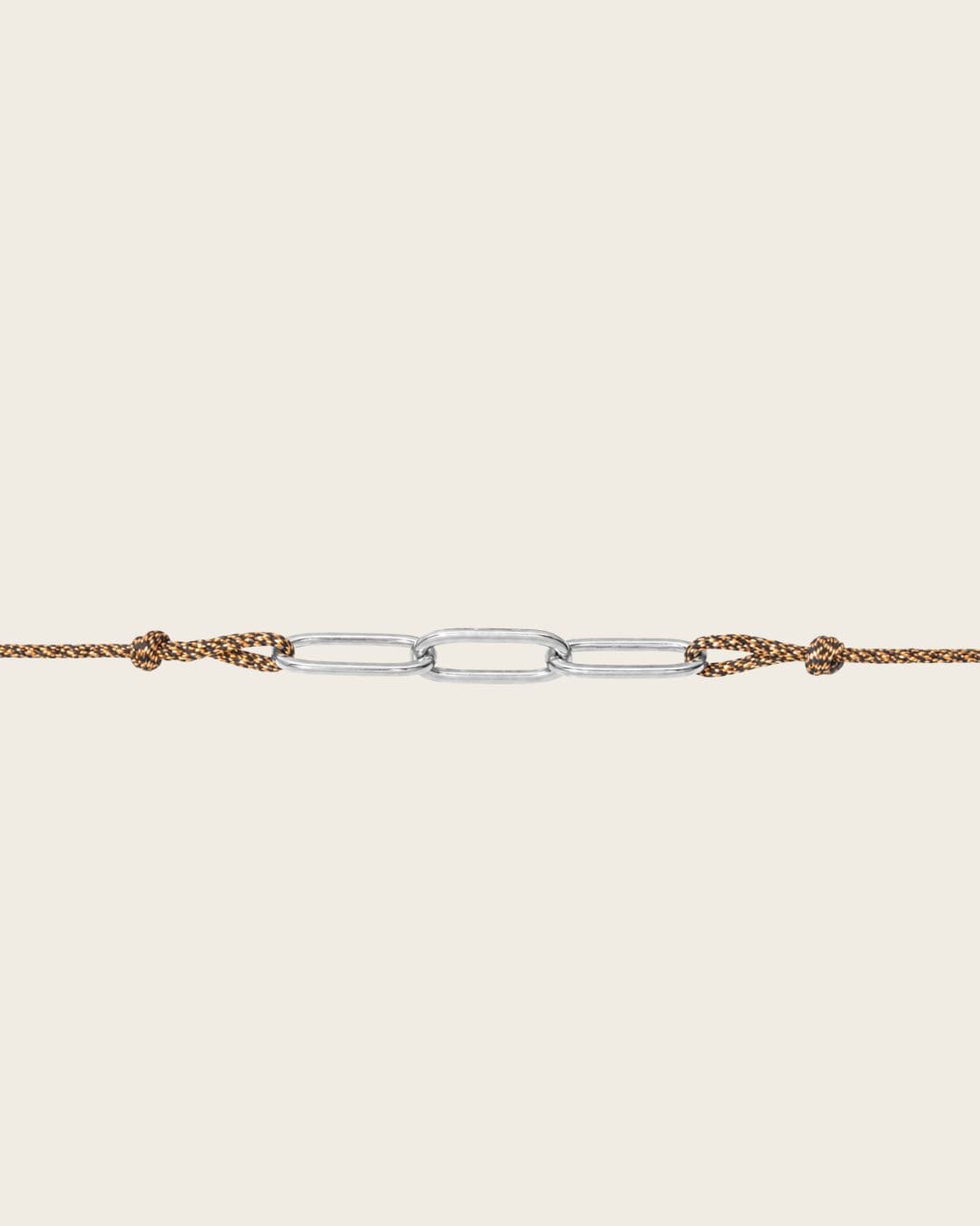 Bracelet cordon marron pailleté et argenté femme 