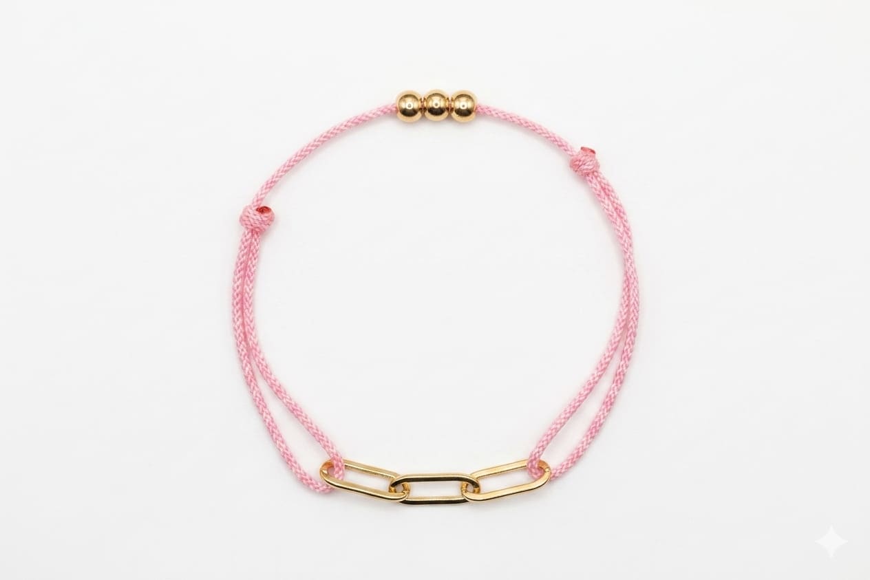 Bracelet femme cordon rose brillant