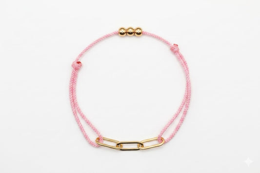 Bracelet femme cordon rose brillant