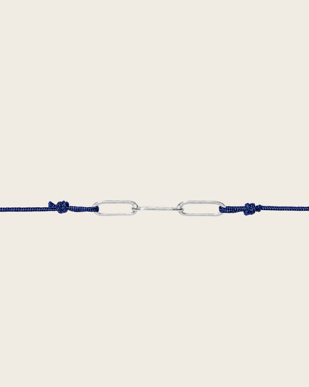 Bracelet cordon bleu marine et argenté mixte 