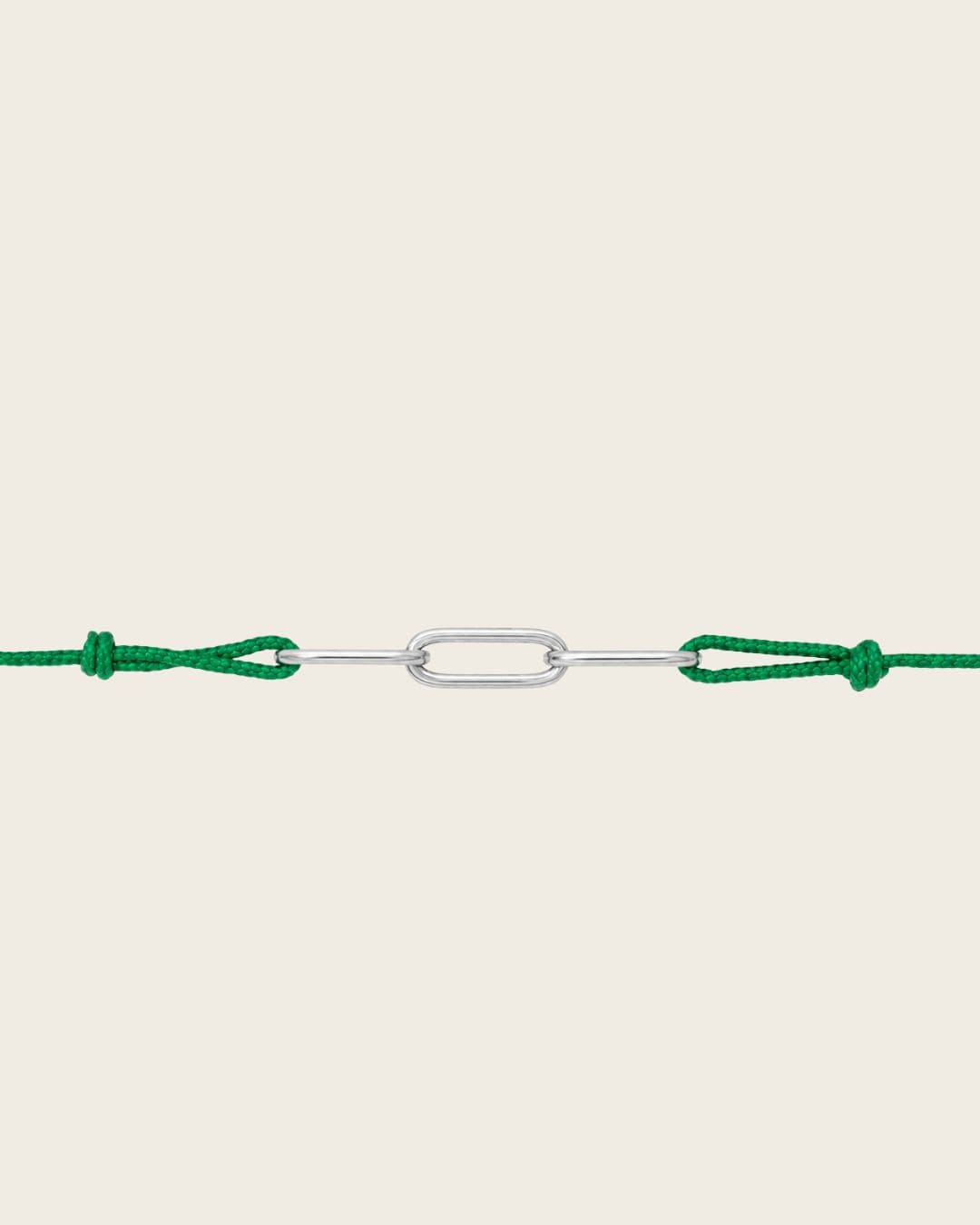 Bracelet cordon vert et argenté mixte