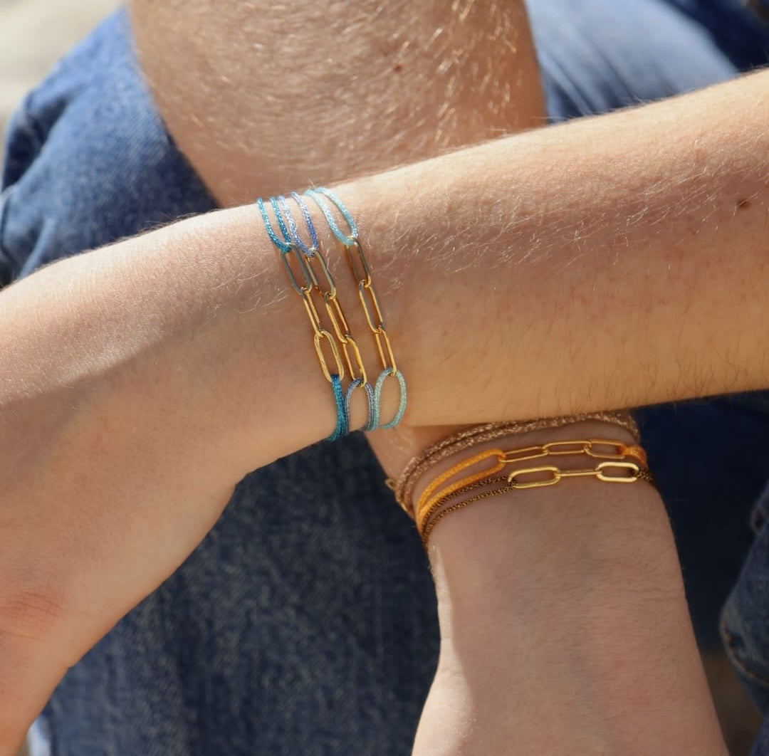 bracelets cordons bleu et orange 