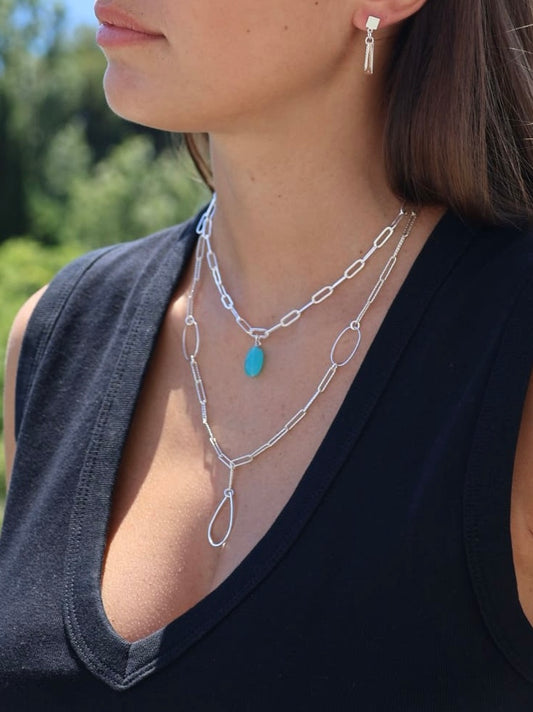 collier femme chaîne goutte ovale