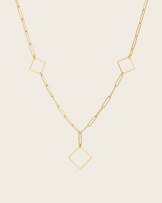 Collier chaîne avec carrés dorés femme